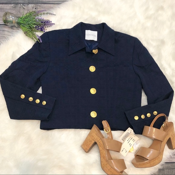 NEW Doncaster Navy Blue Cropped Cotton Jacket - Picture 2 of 7